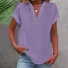 Camisa de Verano para Mujer de Color Sólido con Cuello Alto, Botones y Manga Corta, Estilo Europeo y Americano, 2026