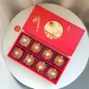 2026 Novo Modelo Caixa de Embalagem para Bolos da Lua de 8 Peças 100G/125G em Estoque, Caixa de Presente de Pastelaria de Gema de Ovo Vermelho de Alta Qualidade em Estoque