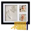 Bebé Cien Días de Edad Huella de Mano y Pie Hueco Marco de Fotos DIY Huella de Pata de Mascota Conmemorativa Almohadilla de Tinta para Mano y Pie de Bebé como recuerdo