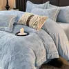 Outono/Inverno 2026 Leite Lã Tecido Fita Artesanato Conjunto de Quatro Peças Luxo Leve Patchwork Francês Roupa de Cama Live E-commerce