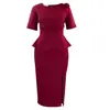 D638 Comercio Exterior Transfronterizo Ropa Europea y Americana para Mujer Sexy Abertura Elegante Bodycon Manga Corta Moda Volante Vestido Africano