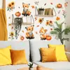 Novo Fun-E325 Raposa Fofa Flor de Abóbora Folhas Restaurante Decoração de Casa Adesivo de Parede Exportação Atacado