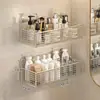 Tubo de almacenamiento para peine de baño de acero inoxidable 304, soporte para rizador de pelo, organizador de tocador de baño montado en la pared, instalación sin perforación