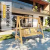Silla columpio de madera maciza para patio al aire libre al por mayor, silla colgante para balcón o terraza exterior, columpio de madera anticorrosión para dos personas, columpio infantil