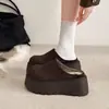 Birkenstock de Solado Grosso Aumentador de Altura Feminino Outono/Inverno Novo Estilo Calçados Preguiçosos de Calçar Meio Chinelo Fechado Para Uso Externo