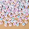 4X7 Cuentas de Letras Inglesas Coloridas Mixtas Cuentas Luminosas Redondas Planas Material para Pulseras Hechas a Mano DIY Accesorios de Cuentas Sueltas