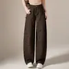 Jeans de perna larga estampado de moda retrô feito sob medida para mulheres, novo estilo primavera/outono 2026, corte solto, caimento fluido, efeito emagrecedor