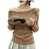 Elegante top de tricô de um ombro para mulheres, nova coleção primavera/outono 2026, um suéter versátil para usar como base, um top chique e sofisticado