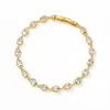 Pulsera de Cadena de Tenis de Lujo Cruzada con Pedrería de Aleación de Cobre para Mujer, Pulsera Bangle de Zirconia con Chapado en Oro de 16k, Moda y Temperamento