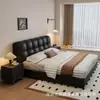 Cama con puff de chenilla color crema con diseño de copo de nieve, subsidiada por el gobierno, para dormitorio principal, cama doble suave de 1.8 m, cama moderna minimalista para bodas
