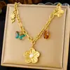 Collar de Moda Transfronterizo Estilo Nuevo Retro Multielemento Corazón Lazo Concha Cereza Ojo Cruzado Cadena
