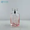 Botella de Perfume de Vidrio Cuadrada Plana de 50 ml, Botella con Atomizador de Tipo Prensa, Botella Dosificadora Cosmética, Botella Vacía con Fondo Grueso en Forma de Diamante al por Mayor