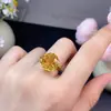 Venta directa del fabricante: Anillo de Citrino Amarillo Natural con una Piedra Principal Totalmente Pulida de 12 mm, Incrustado Meticulosamente