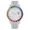Comercio exterior nuevo personalidad europea y americana hip hop diamante esfera grande calendario reloj de hombre impermeable gradiente arcoíris Diamante