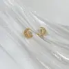 Pendientes de Luna con Zirconita Microincrustada en Cristal Ojo de Gato Chapados en Oro de 14K, Pendientes Pequeños Simples y Lindos, Joyería de Fábrica Yiwu
