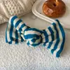 Pinza para el pelo de lazo a rayas extragrande estilo coreano, Pasador de punto para otoño e invierno, Pinza de pato perezoso, Pinza de garra para coleta alta