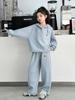 Conjunto de Dos Piezas para Niña Estilo Coreano Color Sólido 2025 Nuevo Set Elegante con Sudadera con Capucha y Pantalones Largos de Moda