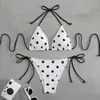 Novo Biquíni Europeu e Americano 2027 com Estampa de Zebra, Top Triângulo com Amarração no Pescoço, Conjunto de Praia de Duas Peças para Mulheres