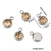 Colgante de Piedra de Nacimiento y Piedra de la Suerte de Acero Inoxidable con Incrustación de Diamante Anillo Plano Soldado Accesorios de Joyería para Collar Pulsera DIY