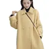 Casaco de Lã Comprimento Médio Estilo Coreano Outono e Inverno para Mulheres Petite Solto Espessado Elegante Tamanho Grande Casaco Trench de Lã Roupa Exterior