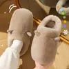 Chinelos de Algodão Pelúcia com Orelhinhas Femininos de Inverno com Plus Veludo Quente Solado Grosso Fofos Coração de Menina Casa Fechados na Ponta Chinelos Peludos