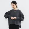 2367# Otoño/Invierno Japonés Color Sólido Nuevo Dividido Holgado Base Estilo Extranjero Manga de Linterna Cuello Redondo Manga Larga talla extra Top