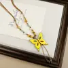 Collar Largo de Cuerda Trenzada con Cuentas de Cerámica Bohemia Coloridas y Estrella de Mar para Mujer, Estilo Étnico Retro