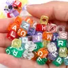 4 6 7 10 mm cuentas sueltas acrílicas cuentas con letras en inglés cuentas planas hechas a mano diy accesorios de joyería con cuentas pulsera