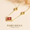 Tichia Foto Real de Collar de Trébol de Cuatro Hojas de la Suerte para Mujer, Plata de Ley S925, Collar Versátil de Esmalte de Lujo Ligero de Nicho con un Toque de Alta Gama