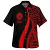 Cor Tahiti Havaí Impressão Digital 3D Tahiti Polinésio Manga Curta Camisa de Renda Casual