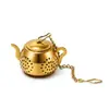 Venta Caliente al por Mayor Oro Creativo Acero Inoxidable 304 Infusor de Té Filtro de Té Colador de Té con Bandeja Accesorios de Bola de Té