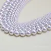 Pérolas de Vidro Cristal Branco Australiano Grau A com Furo Total, Pérolas Imitação de Vidro Redondas com Furo Reto Acessórios DIY para Colares e Pulseiras