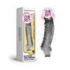 Menina Sexy Dente de Lobo Crocodilo Aparelho Ortodôntico Fio Vibratório Manga de Cristal Rosqueada Manga de Extensão Peniana Masculina Brinquedo Sexual Adulto