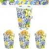 Nova Decoração de Bandeirola de Feliz Aniversário para Mesa com Tema de Porcelana Limão Azul e Branco Festa de Frutas de Verão