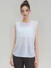 Blusa Esportiva Leve de Fio de Bambu Personalizada para Mulheres, Sem Mangas, Gola Redonda, Barra com Cordão, Modelagem Justa, Top Regata para Yoga