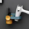 Estante para Secadora de Pelo con Patrón de Puntos, Estante para Baño sin Taladro, Colgador de Pared para Secadora de Pelo, Soporte para Secadora de Pelo
