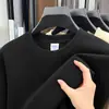 Moletom Masculino Outono Inverno Nova Temporada Descente Algodão Gola Redonda Pulôver Cor Sólida Manga Longa Casual Versátil Solto Camada Base Top