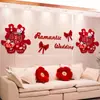 Decoración de Pared de Fondo para Sofá de Boda con Palabras Felices para el Novio y la Novia, Casa Nueva, Habitación de Boda, Arreglo de Dormitorio Usando Papel Picado 3D para Bodas