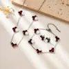Conjunto Popular de Trébol de Cuatro Hojas Transfronterizo Pulsera y Collar de Acero Inoxidable Joyería de Lujo de Nicho Estilo Europeo y Americano