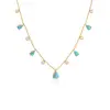 Collar Jieding Turquesa Acero de Titanio Lujo Ligero Cadena de Suéter de Nicho Piedra Natural Cadena en Y Joyería de Acero Inoxidable para Mujer Transfronterizo