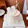 214 Decoración de Pastel para el Día de San Valentín Estrella Plateada de Cinco Puntas Tarjeta de Corazón de Amor Vela para Inserto de Declaración de Pareja