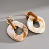 Pendientes Acrílicos de Geometría Irregular con Gradiente Transfronterizos Europeos y Americanos, Aretes de Botón Estilo Corte Vintage, Pendientes de Lujo Ligero de Gama Alta