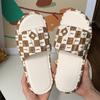 Moda de Verano para Mujer Dormitorio Estudiantil Antideslizantes Zapatillas de Casa Sandalias de Cuadros Lindas de Dibujos Animados A5389zzgzx