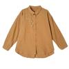 Real tiro literário alto rami bordado top camisa de manga comprida das mulheres frente curta de volta camisa longa cardigan literário outono