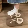Novedad Otoño e Invierno 2026 Zapatos Retro de Felpa Peluda con Cordones Casuales Cálidos de Algodón Zapatos de Felpa Cálidos Tipo Birkenstock para Mujer