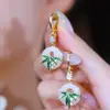 Nuevos Pendientes de Borla con Hoja de Bambú Redonda Estilo Retro Chino, Pendientes Femeninos de Estilo Nacional, Joyería para Orejas de Gama Alta y Elegante al por Mayor