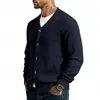 Sudadera Casual Suelta de Punto Vintage con Botones Jacquard de Color Sólido para Hombre Otoño/Invierno Transfronteriza Europea y Americana 2026