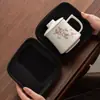 Taza de oficina de porcelana blanca con separación para filtro de té, taza de té de cerámica para oficina, caja de regalo de taza maestra