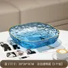 Plato de Frutas PET de Lujo con Borde Dorado y Efecto Ola de Agua para Sala de Estar en Casa, Bandeja de Frutas y Bocadillos de Gran Capacidad, Plato de Plástico Engrosado y Resistente a la Rotura