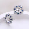 Accesorios para Set de Joyería de Perlas DIY Anillo Colgante Pendiente de Girasol Zirconia Azul Profundo Clásico y Elegante